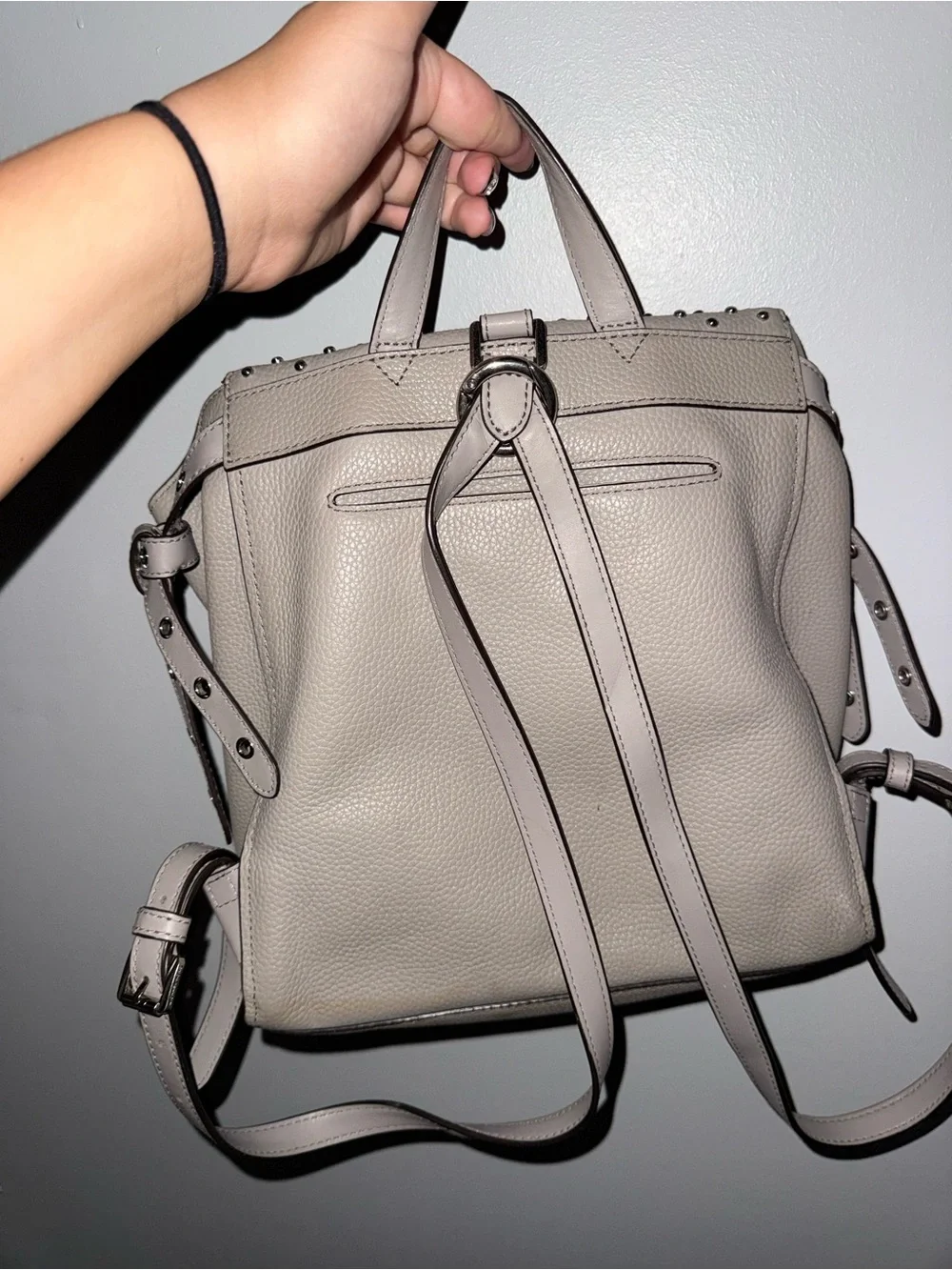 Michael Kors Taupe Studded Leather Backpack